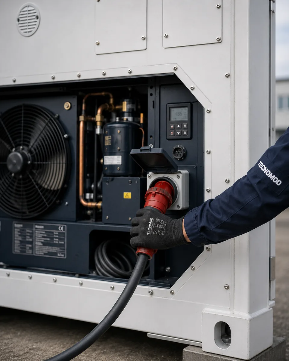 Conexão elétrica trifásica do container refrigerado Tecnomod
