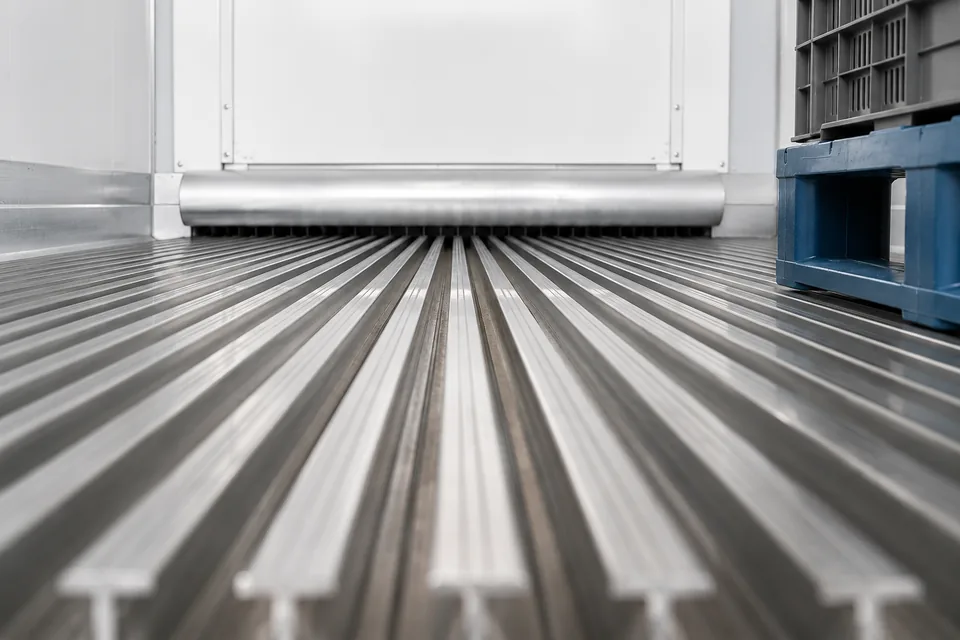Piso T-bar de alumínio do container refrigerado Tecnomod e fluxo de ar sob a carga