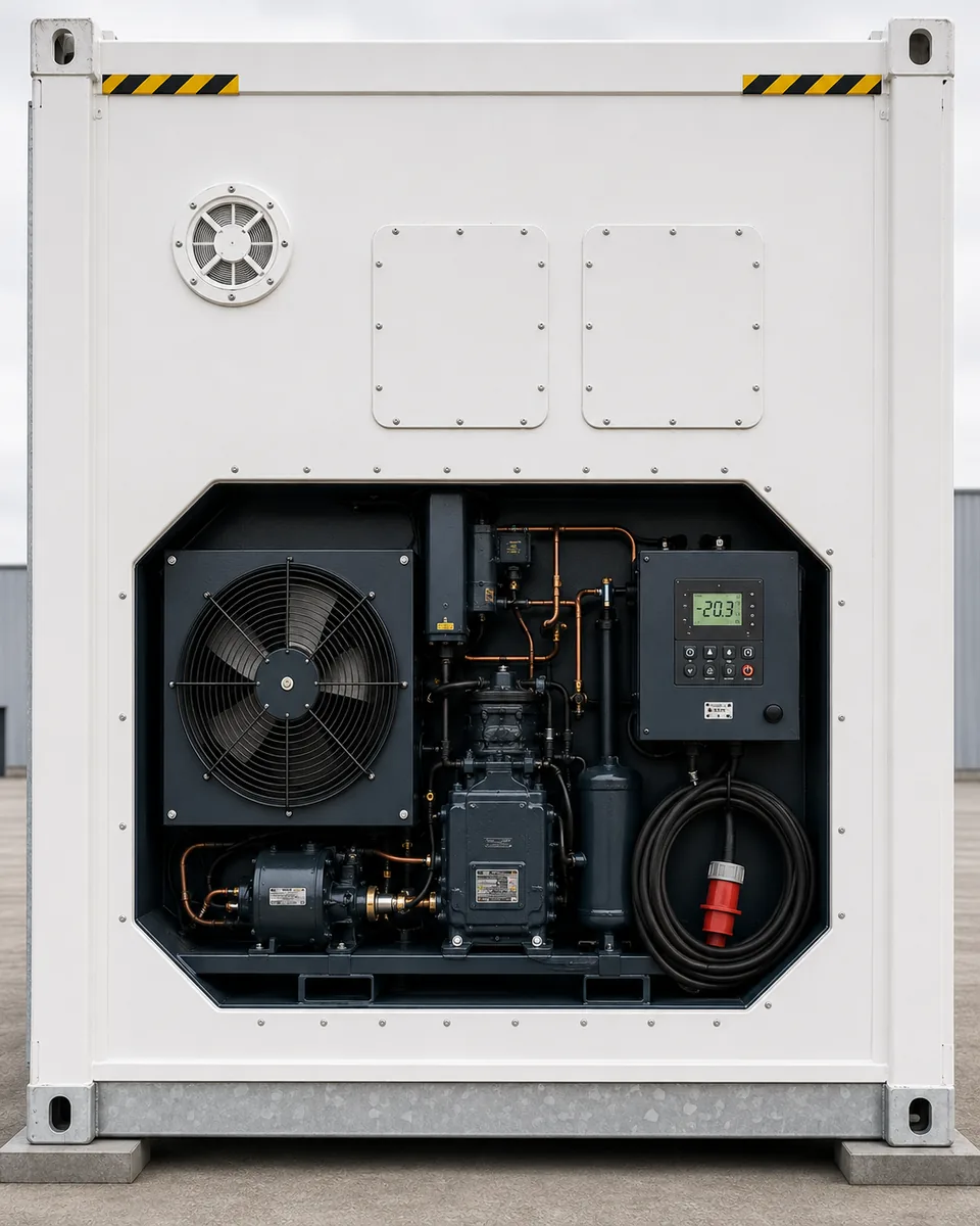 Unidade de refrigeração e painel de controle do container refrigerado Tecnomod